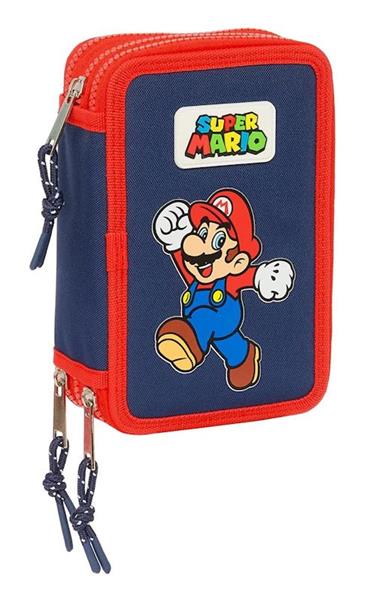 Imagen de PLUMIER TRIPLE 36 pcs SUPER MARIO "WORLD" 12,5X19,5X5,5 CM