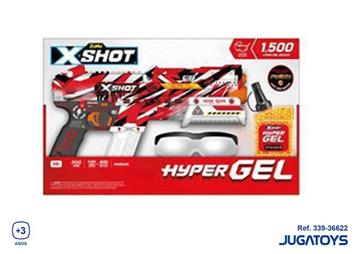 Imagen de Pistola X-Shot HyperGel electrica con 1500 bolas de gel y gafas protección 30 x 50 cm.