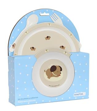 Imagen de Set De Platos Y Cubiertos Safta Preescolar "Puppy" 22,5X26X5,5Cm