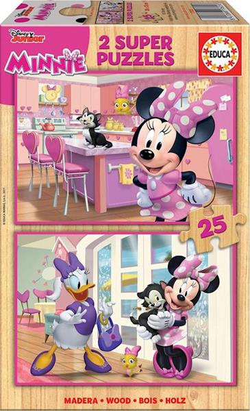 Imagen de 2 Puzzles De Madera De 25 Piezas Minnie Mouse "Me Time" 22,5X16,7X6,3