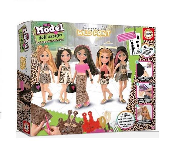 Imagen de Juego My Model Doll Design Animal Print con 1 muñeca articulada y muchos accesorios ¡podrás crear más de 150 looks distintos!