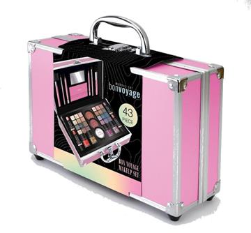 Imagen de Maletin metalico maquillaje Bon Voyage Pink (Rosa). Incluye 43 piezas. 25.60x18.50x9.5 cm