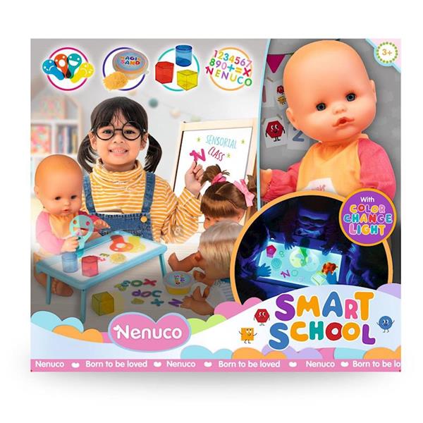 Imagen de Muñeco Nenuco Smart School 35 cm con mesa de luz multicolor y accesorios translucidos