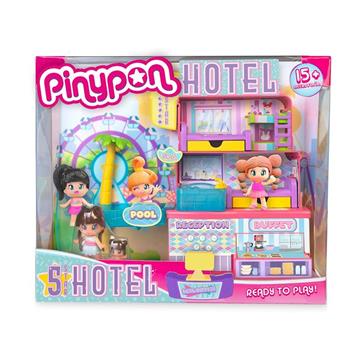 Imagen de Hotel 5 estrellas Pinypon con diferentes estancias y piscina infinita para la diversión, incluye 2 figuras y muchos accesorios