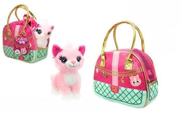 Imagen de Peluche Cutekins Gatito con bolso de diseño 19x20x14 cm