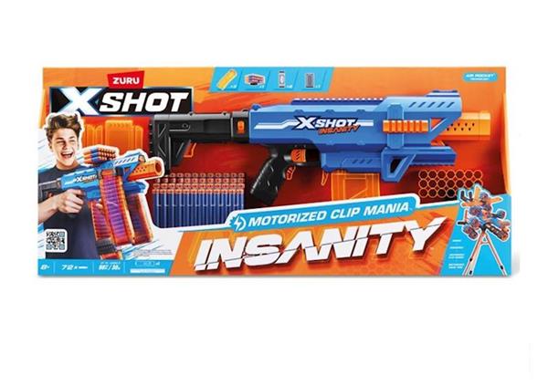 Imagen de Pistola X-Shot Insanity clip motorizada con 3 cargadores y 72 dardos 80 x 40 cm