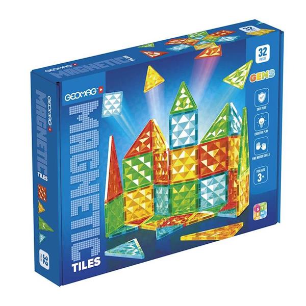 Imagen de Geomag Magnetic Tiles Gems 32 piezas magneticas.