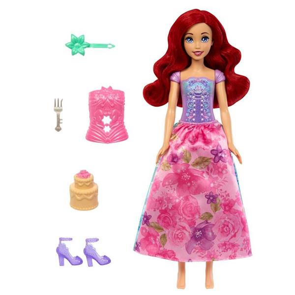 Imagen de Muñeca Princesa Disney Ariel Spin And Reveal. Incluye 5 accesorios y 5 pegatinas.