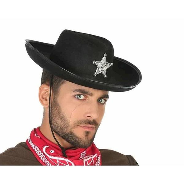 Imagen de Sombrero Negro Sheriff Con Estrella Adulto Atosa