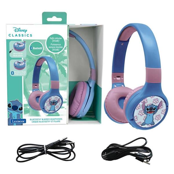 Imagen de Auriculares bluetooth  Disney 100 Stitch con cable yvolumen seguro para los niños 16.8x18x7.4 cm