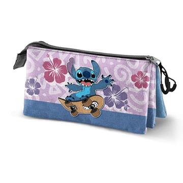 Imagen de Estuche Portatodo Triple Lilo y Stitch Skate 23 x8 x11 cm