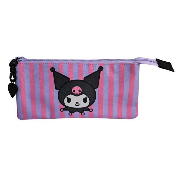 Imagen de Estuche Kuromi Triple. Interior Totalmente Forrado Y Personalizado. Acabados Y Cremalleras De Alta Calidad. 44 X 30 X 20 CM.