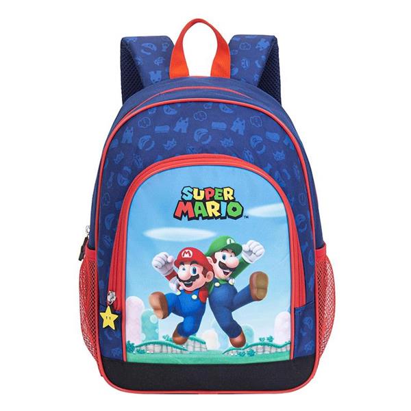 Imagen de Mochila Super Mario, 2 Bolsillos Laterales. Interior Totalmente Forrado Y Personalizado. 32 X 25.5 X 11 CM.