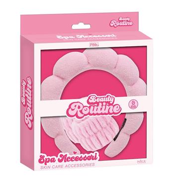 Imagen de Spa Accesorios para el cuidado de la piel. Banda para sujetar el cabello hacia atrás y punos para evitar mojar los brazos con agua y jabón.