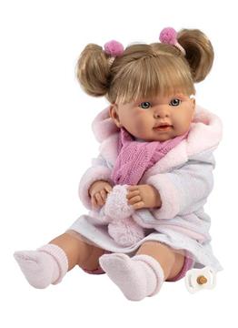 Imagen de Muñeca Alexandra Llorona 42cm con cuerpo de tela y mecanismo de sonido. Vestido 100% algodón