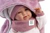 Imagen de Muñeca Mimi Llorona con saquito Fucxia 42cm, cuerpo de tela y mecanismo de sonido