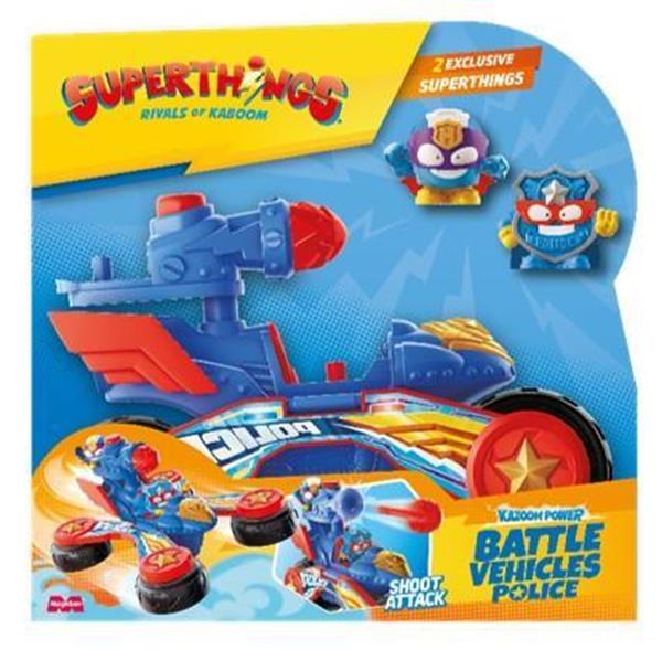 Imagen de Figura Superthings s Battle Vehiculo Policia. Incluye un proyectil. Aprieta para transformarlo! 20x19,5x9,2 cm