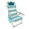 Imagen de Silla playa aluminio multiposicion rayada con reposacabezas 38 cm., almohadilla, bolso lateral y asas para transportar, 88x61x105cm (480gr)