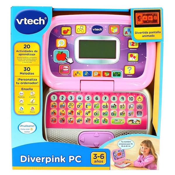 Imagen de Ordenador Diver Pink Pc 3-6 Años con 20 actividades y 30 melodias Vtech