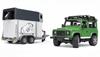 Imagen de Coche Land Rover con transporte caballos Bruder