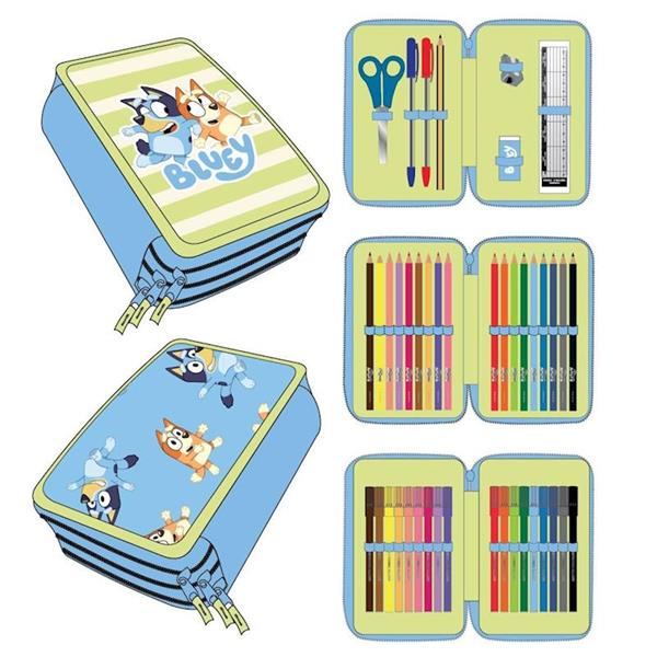 Imagen de Bluey Plumier Triple Con 43 Piezas