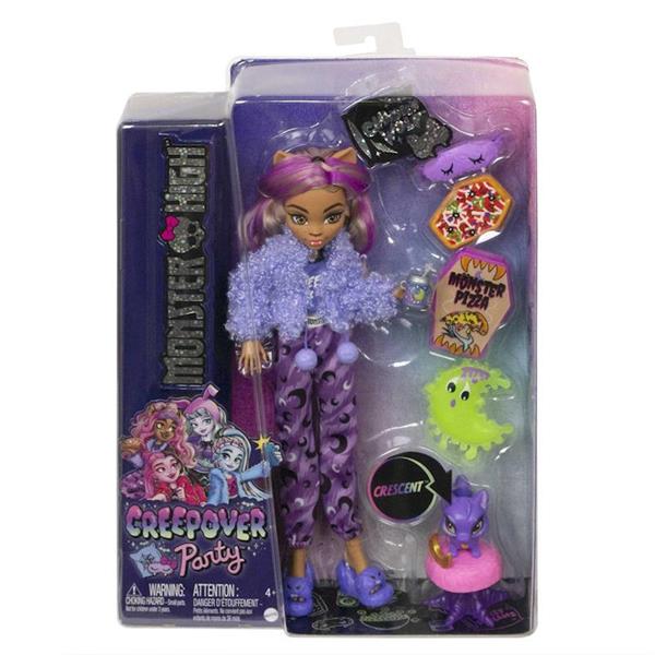 Imagen de Monster High Fiesta de Pijamas Clawdeen Wolf Muñeca Articulada con Mascota y Accesorios Mattel