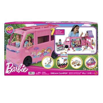 Imagen de Supercaravana Barbie 2025. Cuenta con7 zonas de juego y más de 6 accesorios. 88x37,30x52.40 cm