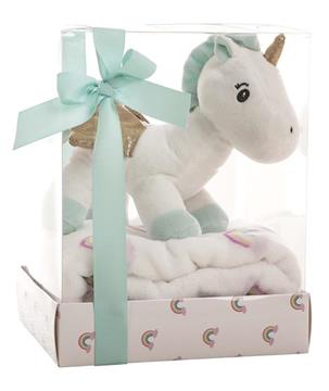 Imagen de Peluche Unicornio Con Manta Coralina 26 Cm
