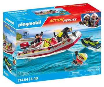 Imagen de Playmobil Action Héroes Bote de Bomberos con Moto Acuática Flotantes