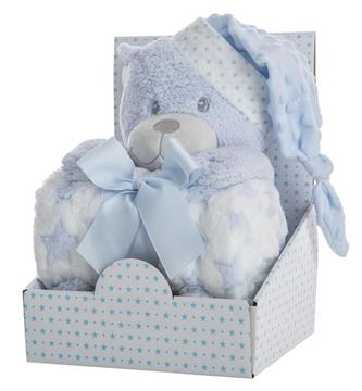 Imagen de Oso Peluche Manta Coralina Azul 28 Cm