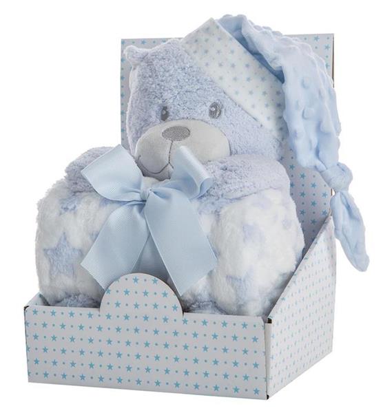 Imagen de Oso Peluche Manta Coralina Azul 28 Cm