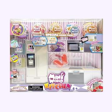 Imagen de Cocina Mini World Playset Con 5 Bolas.incluye un horno, microondas, frigorífico, congelador y dispensador de hielo, junto con 5 accesorios más