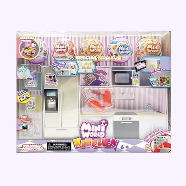 Imagen de Cocina Mini World Playset Con 5 Bolas.incluye un horno, microondas, frigorífico, congelador y dispensador de hielo, junto con 5 accesorios más