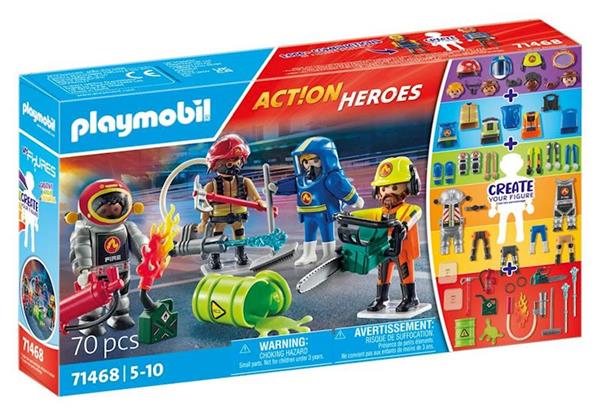 Imagen de Playmobil Action Héroes Bomberos con Figuras Personalizadas y Accesorios Desmontables