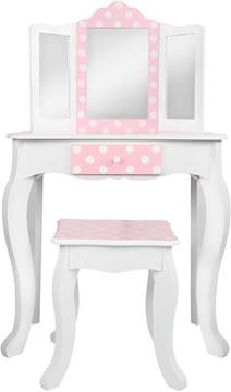 Imagen de Tocador Belleza de Madera con Lunares Blanco y Rosa 63x29x100 cm Woomax