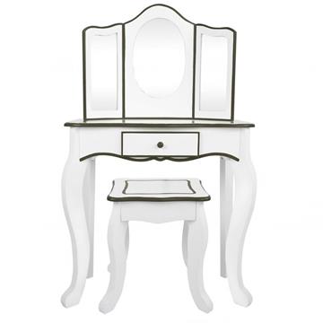 Imagen de Tocador Belleza de Madera Blanco y Gris 61 x 29 x 100 cm con Taburete Woomax