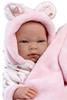 Imagen de Muñeca Reborn Ojos Azules Traje Rosa, Chupete y Manta Suave 40 cm