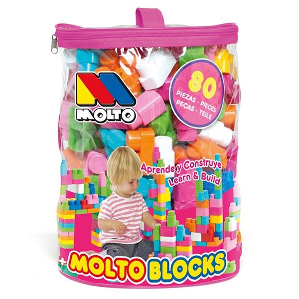 Imagen de Juego Construcción Bolsa Rosa 80 Piezas Molto