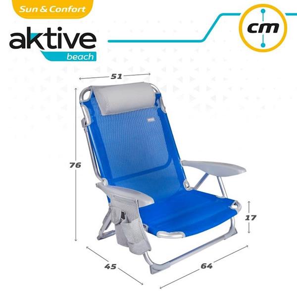 Imagen de Aktive Beach Silla Baja Playa Con Cojín Azul