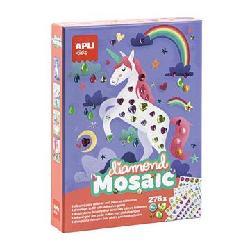 Imagen de Juego Mosaico Diamantes con 4 láminas y 276 diamantes de diferentes formas y colores
