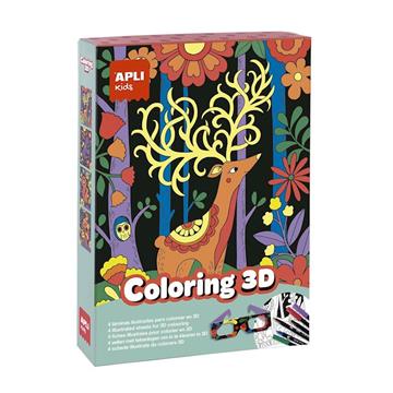 Imagen de Laminas para colorear Coloring 3D. Colorea con rotuladores y observa con las gasfas el efecto 3D. 19,3x5,5x26,4 cm
