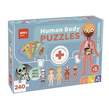 Imagen de Puzle el Cuerpo Humano ¡Descubre las partes del cuerpo humano, el esqueleto, los órganos y los músculos! Incluye 240 piezas. 35x75x24 cm