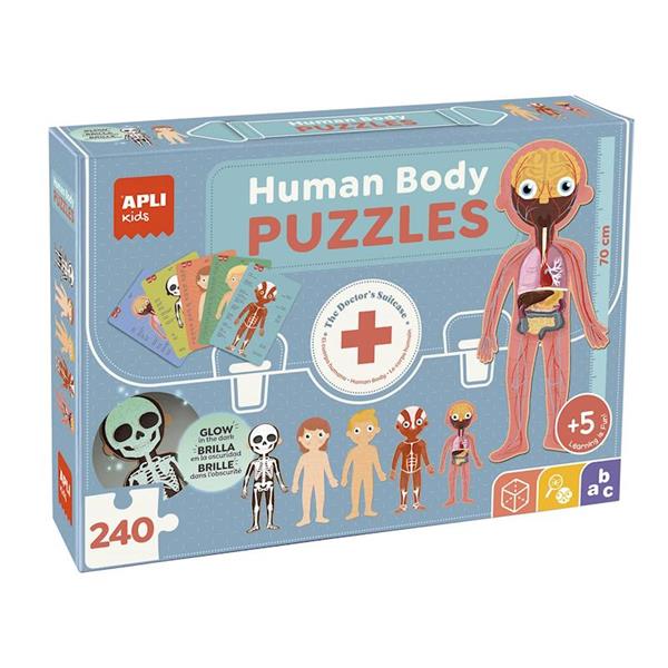 Imagen de Puzle el Cuerpo Humano ¡Descubre las partes del cuerpo humano, el esqueleto, los órganos y los músculos! Incluye 240 piezas. 35x75x24 cm