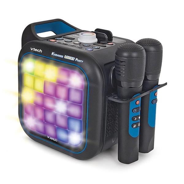 Imagen de Karaoke light party Duo Disco edition.Con conexión y altavoz bluetooth, dos microfonos, 5 modos de juego y control de volumen. 35x20x27,9 cm