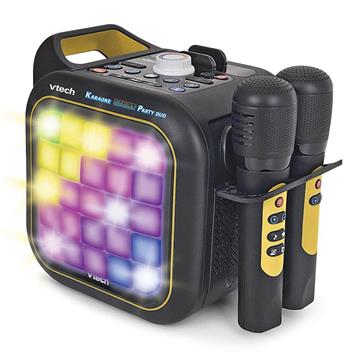 Imagen de Karaoke light party Duo Golden edition. Con conexión y altavoz bluetooth, dos microfonos, 5 modos de juego y control de volumen. 35x20x27,9 cm