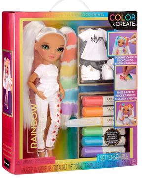 Imagen de Muñeca Rainbow High Color & Create  Ojos Verdes 22 cm. Customiza La Ropa Y El Pelo Con Pinturas! Se Puede Lavar y Volver a Empezar!