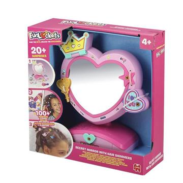 Imagen de Espejo Secreto fun lockets lleno de compartimentos. incluye más de 20 sorpresas y un aplicador con brillos para el pelo. 