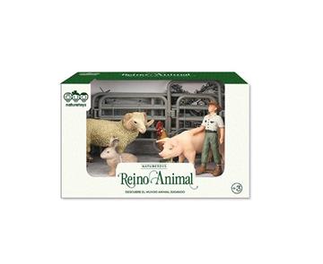 Imagen de Figuras animales Granja con granjero y valla, 6 piezas - Modelos surtidos