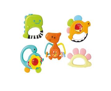 Imagen de Sonajeros infantiles Dinosaurios en pack de 5 ud. 9x3'5x9cm - Modelos surtidos