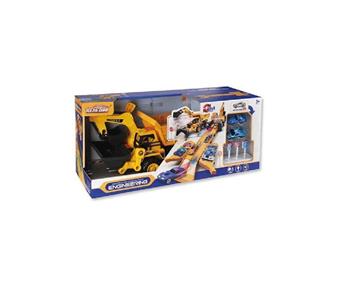 Imagen de Excavadora convertible en pista 2 en 1, incluye 2 coches y accesorios, con luces y sonidos 18x15x39cm exacavadora y 78 cm pista